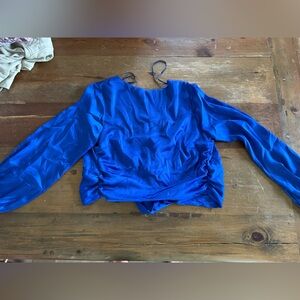Blue satin crop